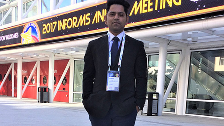 Samarth Patel outside the INFORMS Annual Meeting