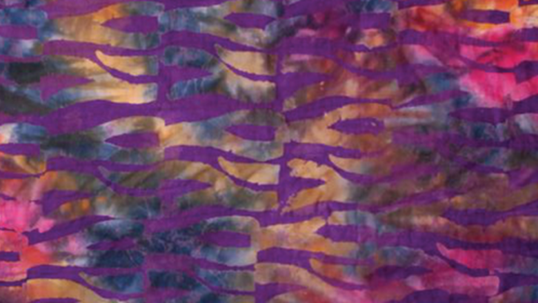 Tye dye with a purple pattern on top