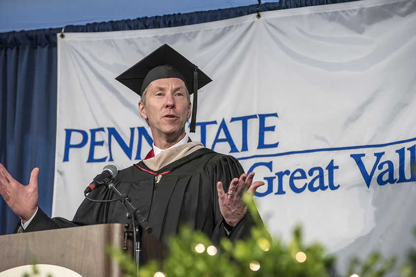 Photo Bill McNabb delivering commencement speech