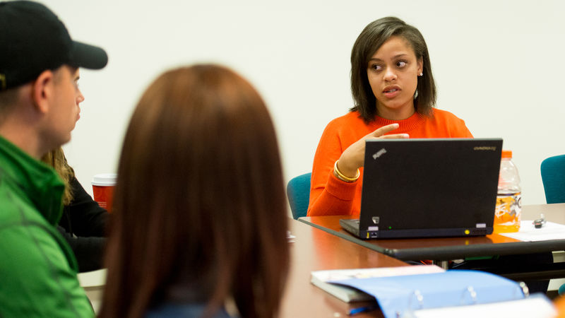 Students participating in a class discussion