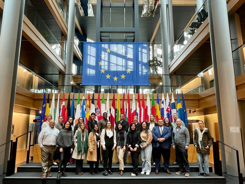 A group of students at the European Parliament