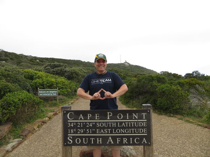 Carl Woodin at the Cape Point in South Africa
