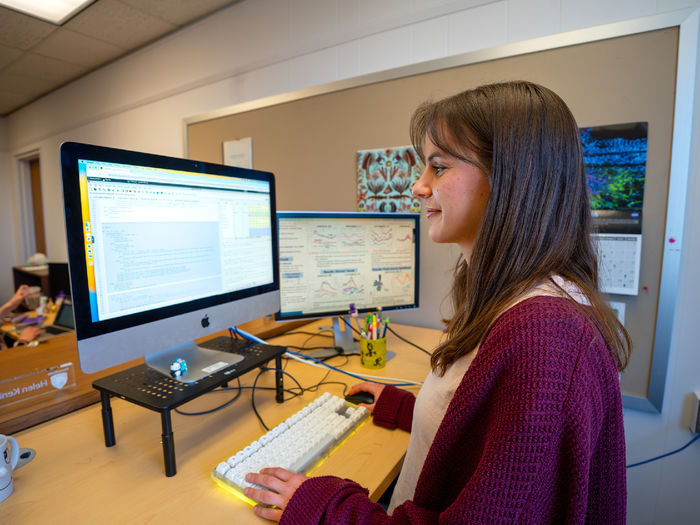 woman sitting at computer