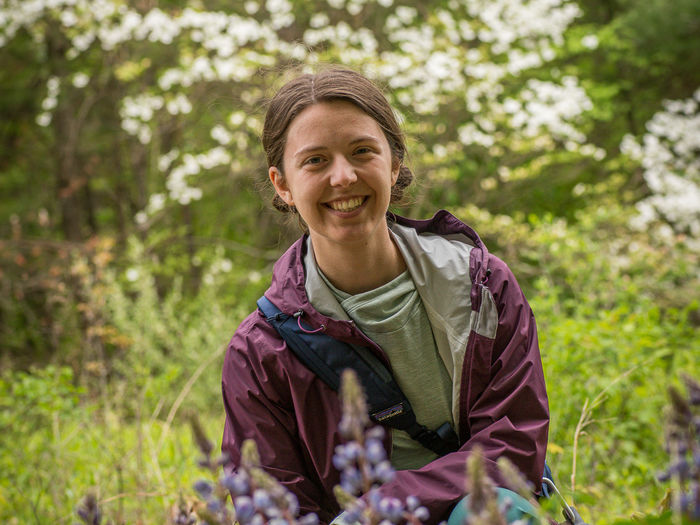 person in forested area