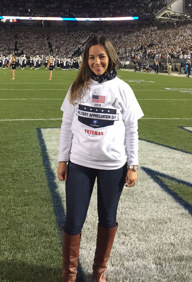 Penn State Great Valley student Carolina Aceto pictured on the field at Beaver Stadium