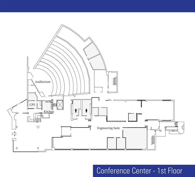Artist drawing of Conference Building floor plan of first floor