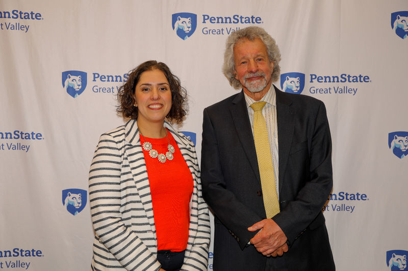 Erica McLeod (left), director of campus development, and Chancellor James Nemes (right)