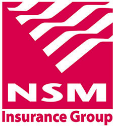 Red and white logo for NSM Insurance Group