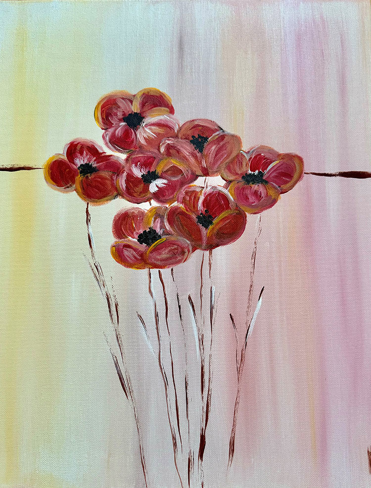 Poppies painting by Lisa Hallahan
