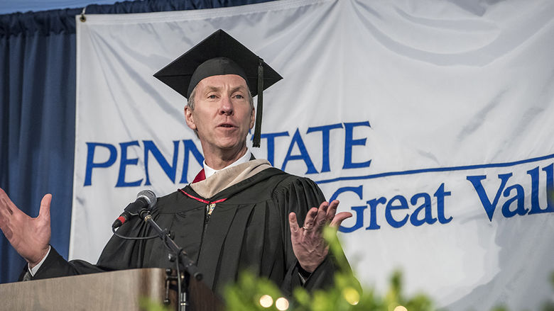 Photo Bill McNabb delivering commencement speech