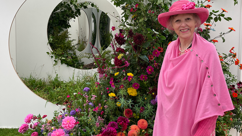 Jenny Rose Carey with a horticultural display