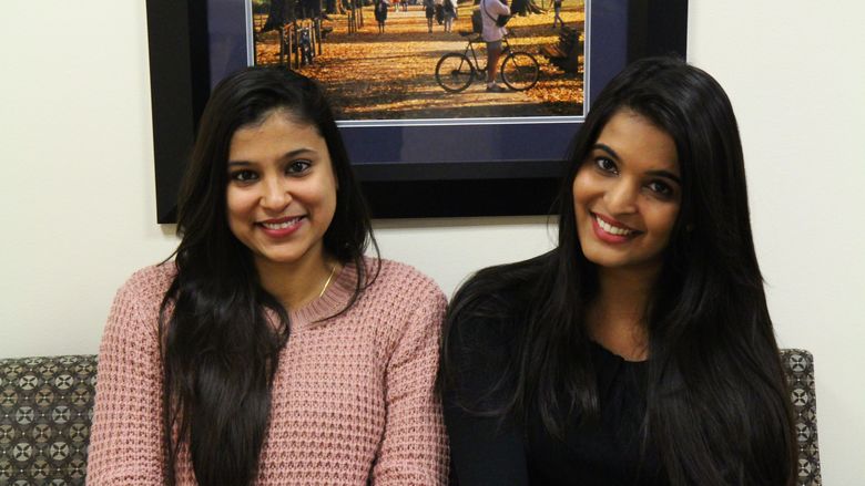 Picture of Ruchika Chari and Malavika Mathur, two information science students at Penn State Great Valley