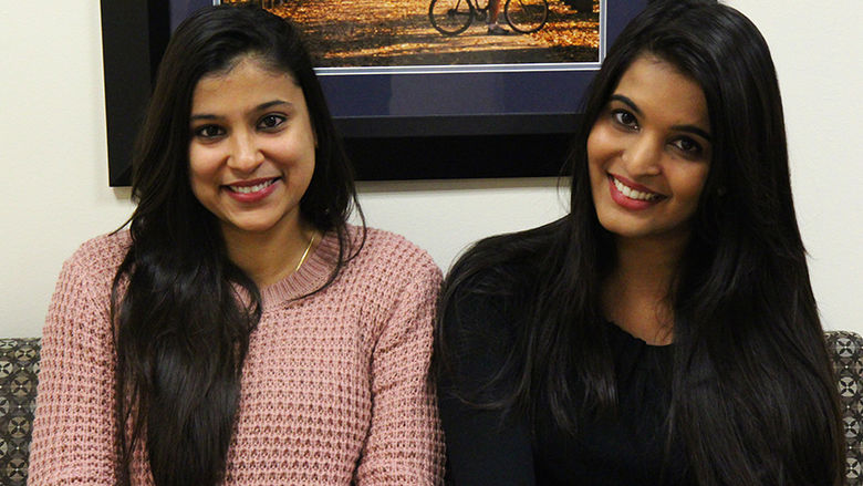 Photo of Ruchika Chari and Malavika Mathur, two information science students at Penn State Great Valley