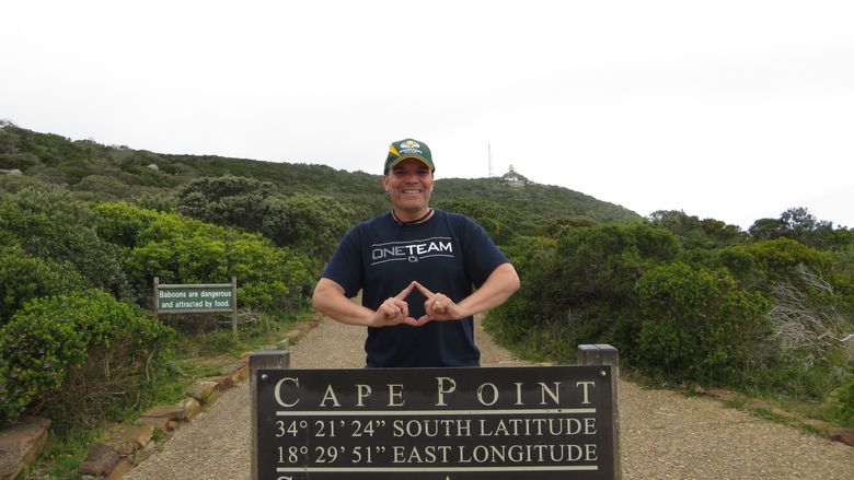Carl Woodin at the Cape Point in South Africa