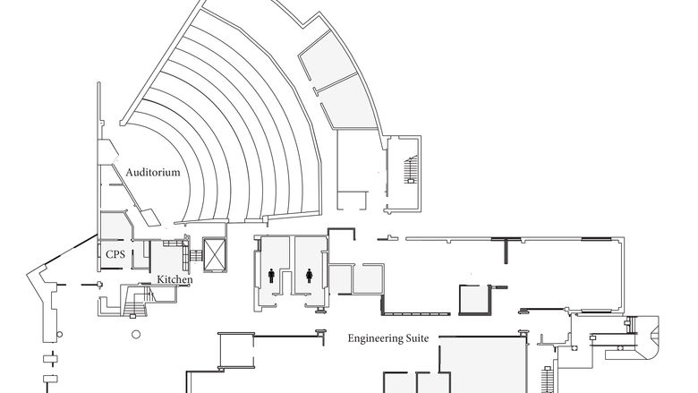 Artist drawing of Conference Building floor plan of first floor