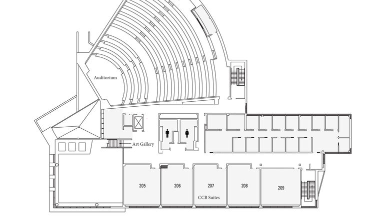 Artist drawing of Conference Building floor plan of second floor