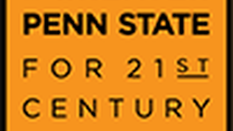 A Greater Penn State Campaign logo on an orange background