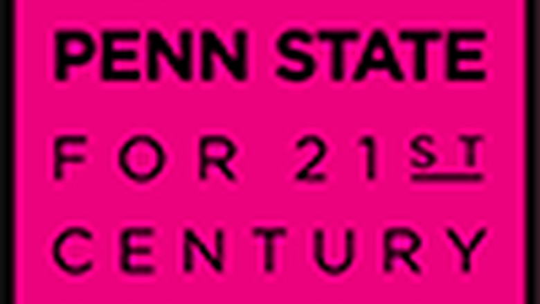 A Greater Penn State Campaign logo on a pink background