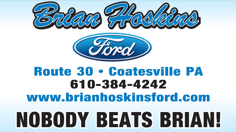 Brian Hoskins Ford logo. Route 30, Coatesville, PA. 610-384-4242. www.brianhoskinsford.com. Nobody beats Brian!