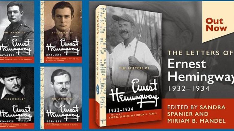 Collage of books about Ernest Hemingway's unpublished letters