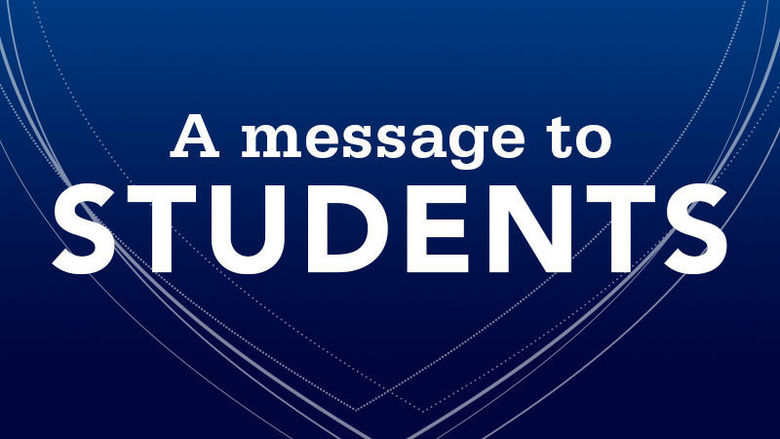 Message to students regarding the fall 2020 semester