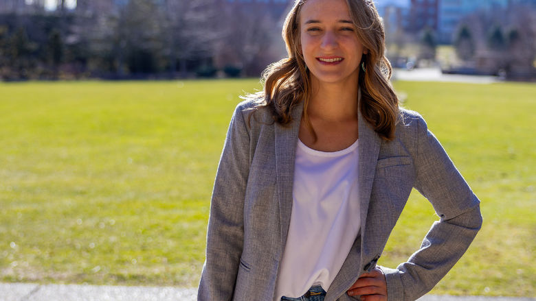 person standing in front of field