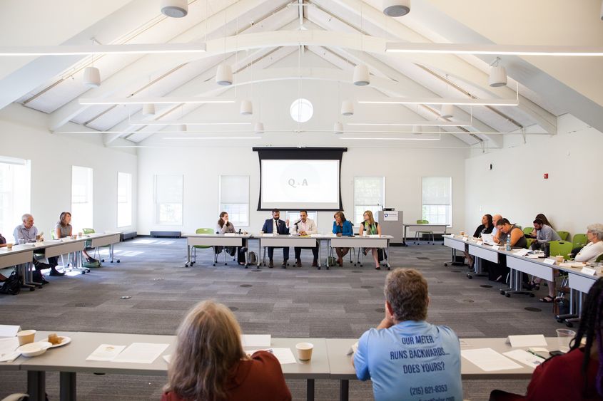 A nonprofit event in one of Penn State at The Navy Yard's rooms