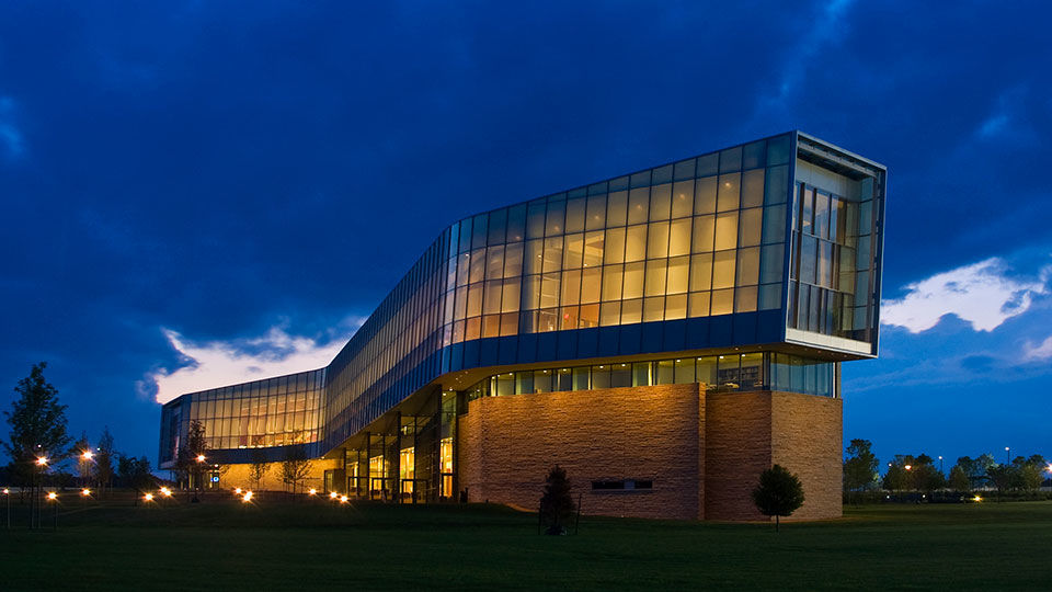 Katz Law building in dark