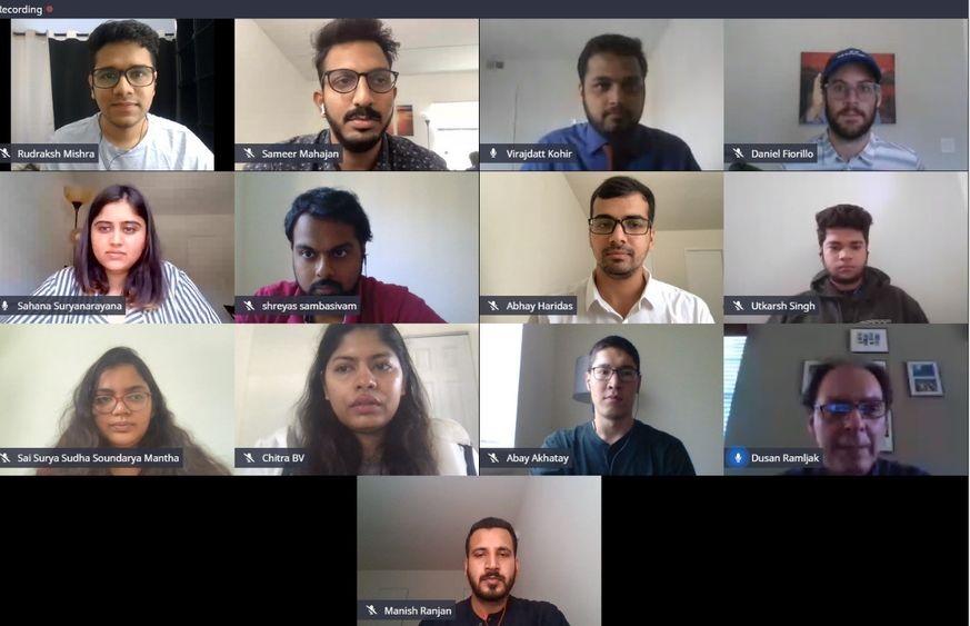 Screenshot of the Zoom call from the Google Developer Student Club introductory call