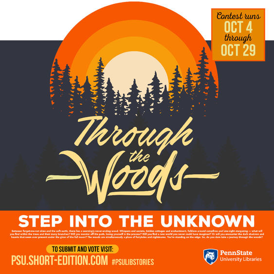 Through the Woods, contest graphic, Oct 4-29, 2021
