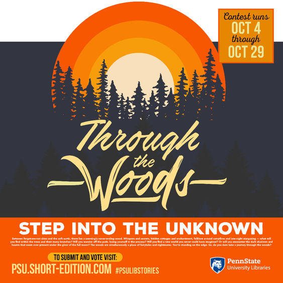 Through the Woods, contest graphic, Oct 4-29, 2021 Through the Woods, contest graphic, Oct 4-29, 2021